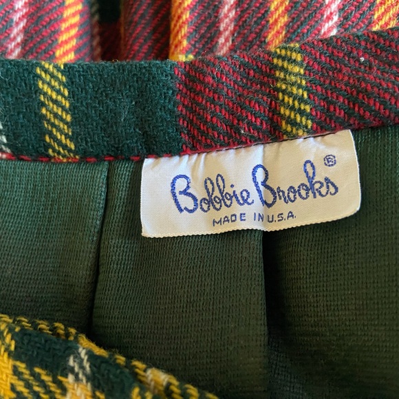 Bobbie Brooks Women’s Vintage Plaid Pleated Tartan Skirt Red Green Sz XS 60s - Picture 9 of 9